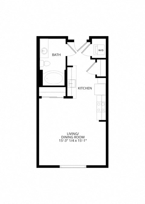 Floor plan for studio, 1 bath, 480 sqft